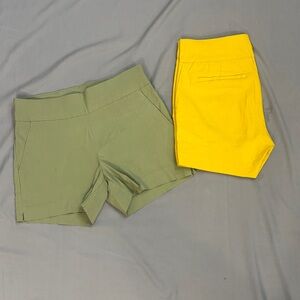New York & Company High Waist Shorts in Olive and Yellow - Set of 2